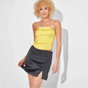 NWT Wild Fable Yellow Satin Recycled Tube Top Size Medium